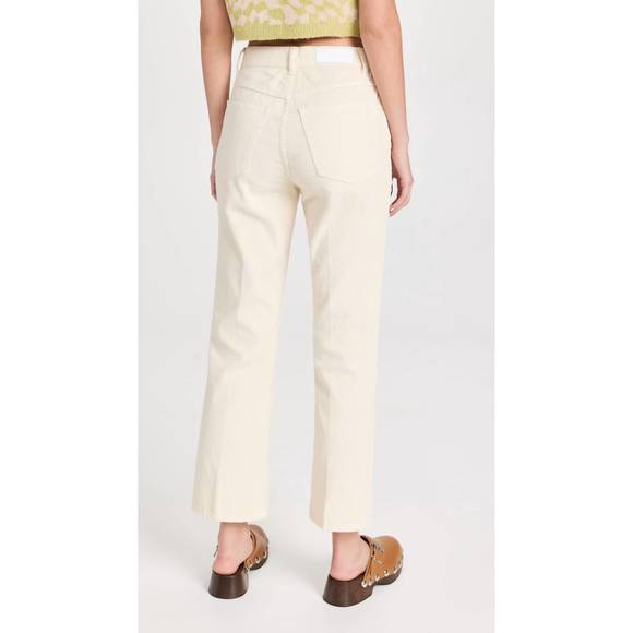 NEW RE/DONE women 70s pocket loose flare pants corduroy in off white - Picture 3 of 8